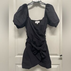 Sweet Lemon Elegant Black Wrap Mini-Dress- Size M